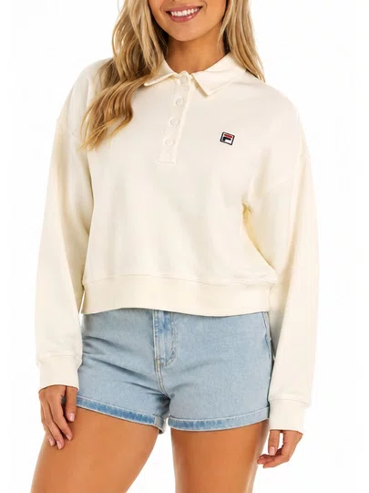 Camisa Polo Feminina Manga Longa Fila Comfort Box - Off White