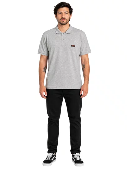 Camisa Polo Masculina Blinca Etc Manga Curta Estampada - Cinza Mesclado