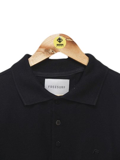 Camisa Polo Masculina Freesurf Logo Manga Curta Estampada - Preto