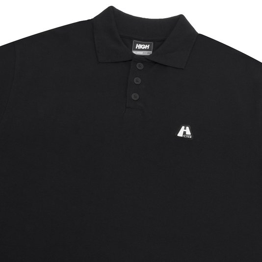 Camisa Polo Masculina High Logo Line Manga Curta Estampada - Preto