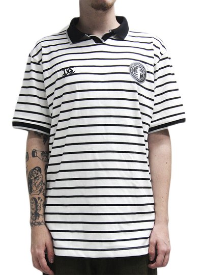 Camisa Polo Masculina Plano C Manga Curta Estampada - Branco/Preto