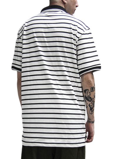 Camisa Polo Masculina Plano C Manga Curta Estampada - Branco/Preto