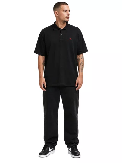 Camisa Polo Masculina Quiksilver Pyquet Manga Curta Estampada - Preto