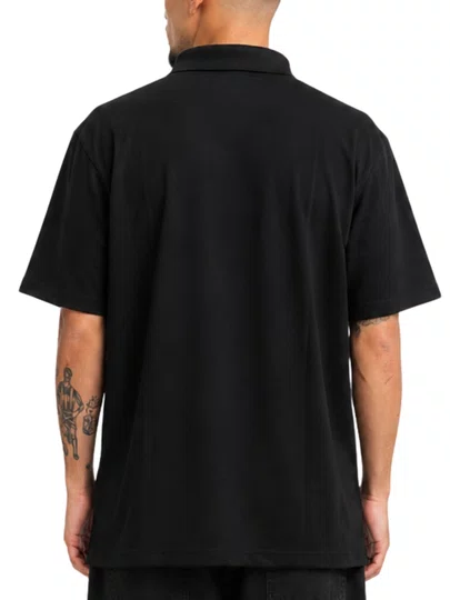 Camisa Polo Masculina Quiksilver Pyquet Manga Curta Estampada - Preto