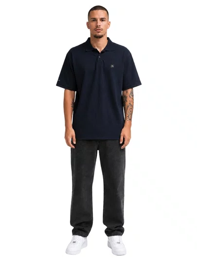 Camisa Polo Masculina Rusty Essencial Manga Curta Estampada - Marinho
