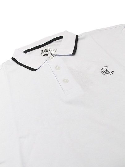 Camisa Polo Plano C Piquet Retlinia Manga Curta Estampada - Branco