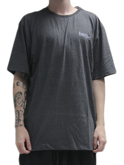 Camiseta Big Masculina Hurley Puff Manga Curta Estampada - Cinza/Mescla