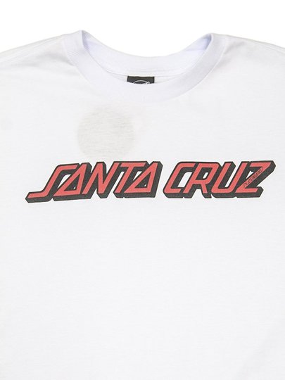 Camiseta Big Masculina Santa Cruz Classic Strip Manga Curta Estampada - Branco