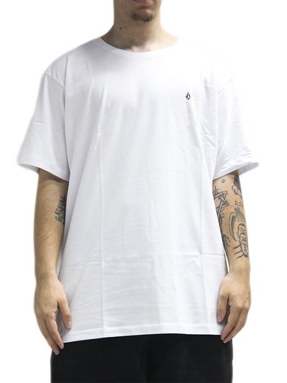 Camiseta Big Masculina Volcom Stone Blanks Manga Curta Estampada - Branco