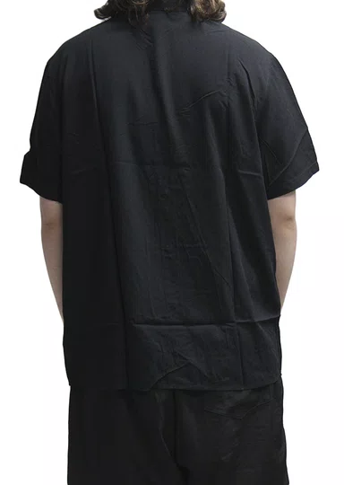 Camiseta De Botão Masculina Freesurf Visco Manga Curta Estampada - Preto
