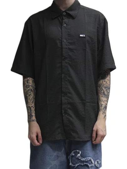 Camiseta De Botâo Masculina Wats Xadrez Manga Curta Estampada - Multicores