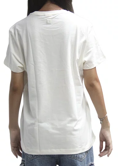 Camiseta Feminina Fila Regular Box Manga Curta Estampada - Off White