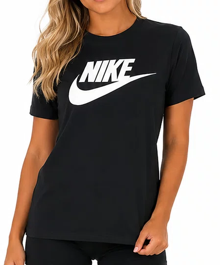 Camiseta Feminina Nike Essential Manga Curta Estampada - Preto
