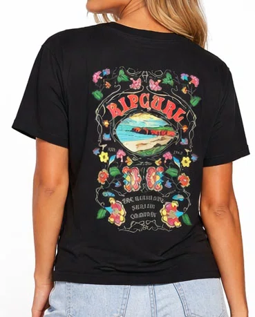 Camiseta Feminina RC Half Moon Bay Manga Curta Estampada - Preto Estonado