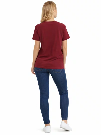 Camiseta Feminina Vans Retro Manga Curta Estampada - Vinho