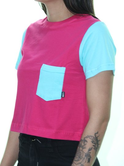 Camiseta Feminina Wats Crooped Neon Manga Curta - Rosa Choque
