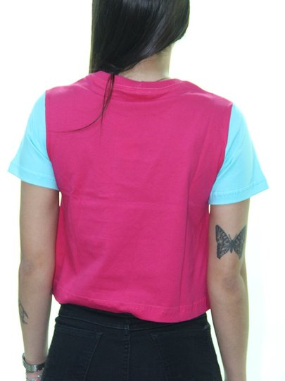 Camiseta Feminina Wats Crooped Neon Manga Curta - Rosa Choque