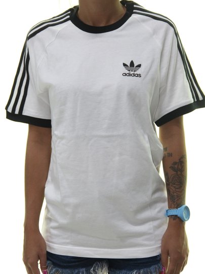Camiseta Feminino Adidas 3 Stripes Manga Curta - Branco/Preto