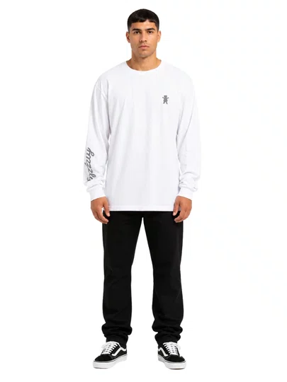 Camiseta Grizzly Mini Bear Script Manga Longa - Branco