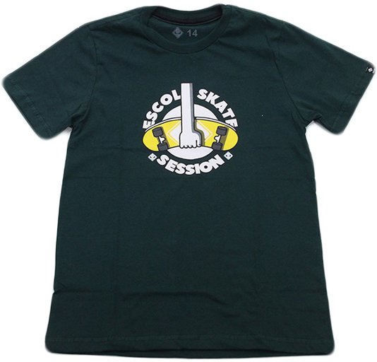 Camiseta Infantil Escolinha de SKT Manga Curta Estampada - Verde Escuro