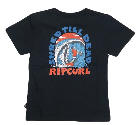 Camiseta Infantil Rip Curl Shred Til Manga Curta Estampada - Preto