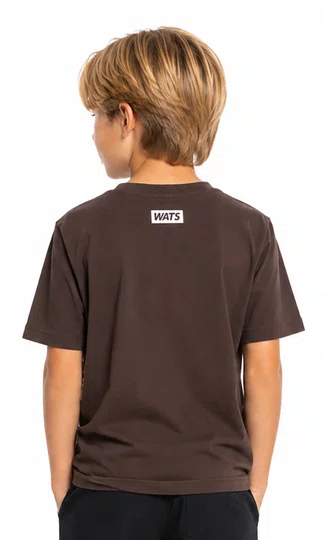 Camiseta Infantil Wats Logo Botom Manga Curta Estampada - Marrom