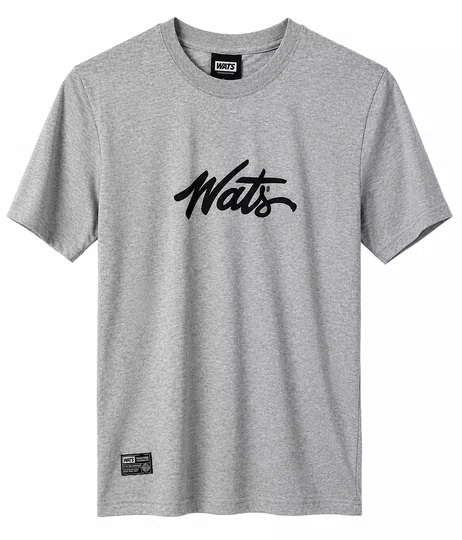 Camiseta Infantil Wats Tag Mid Logo Manga Curta Estampada - Cinza