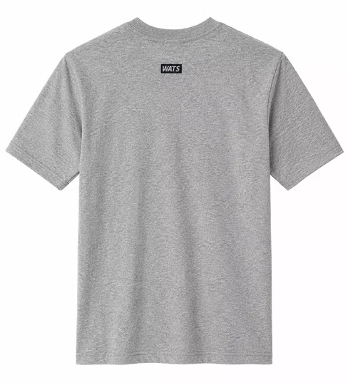 Camiseta Infantil Wats Tag Mid Logo Manga Curta Estampada - Cinza