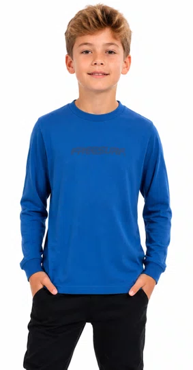Camiseta Juvenil Freesurf Manga Longa Estampada - Azul