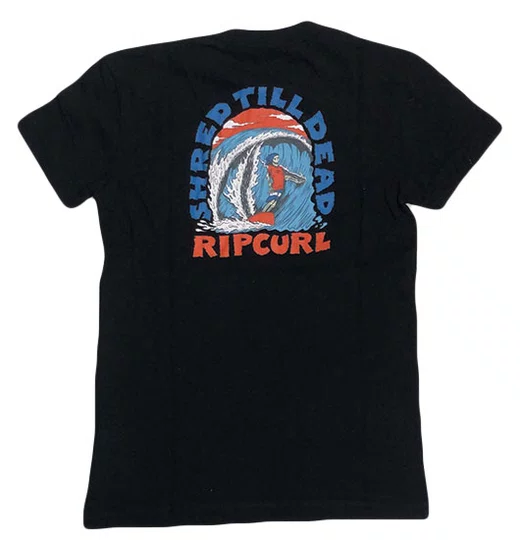 Camiseta Juvenil Rip Curl Shred Til Manga Curta Estampada - Preto