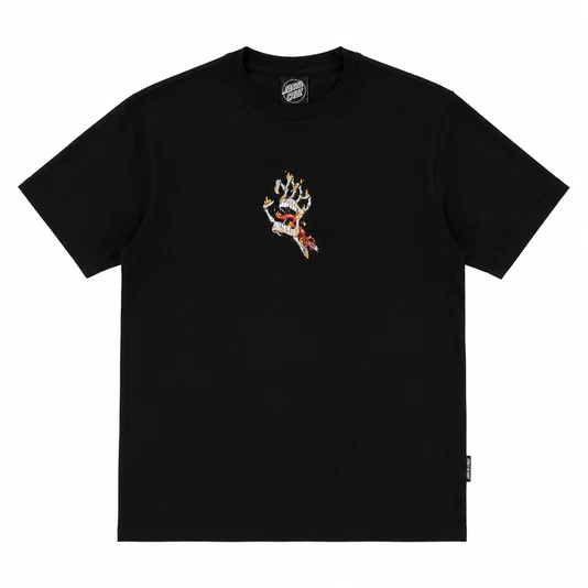 Camiseta Juvenil Santa Cruz Burnit Bone Manga Curta Estampada - Preto