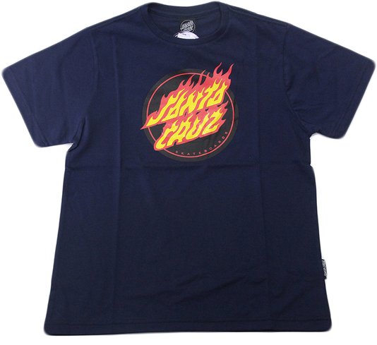 Camiseta Juvenil Santa Cruz Flaming Dot Manga Curta Estampada - Marinho