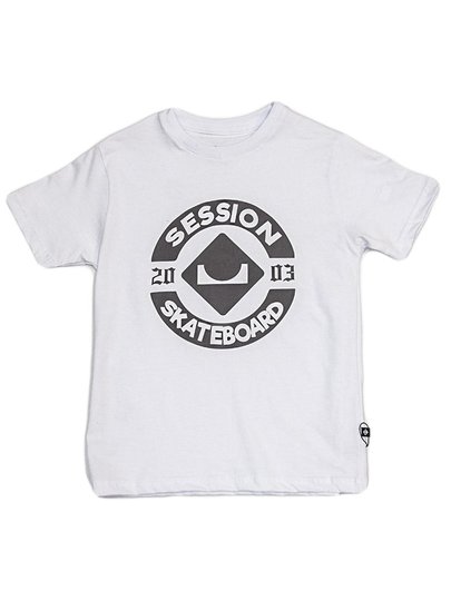 Camiseta Juvenil Session Logo Skate Manga Curta Estampada - Branco