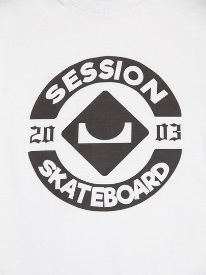 Camiseta Juvenil Session Logo Skate Manga Curta Estampada - Branco