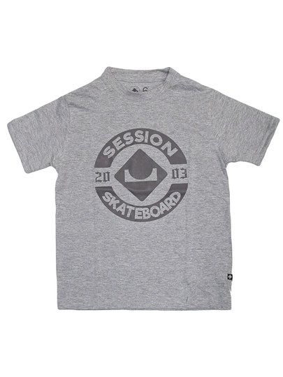 Camiseta Juvenil Session Logo Skate Manga Curta Estampada - Cinza
