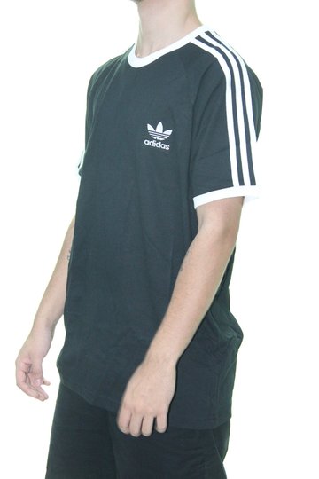 Camiseta Masculina Adidas 3 Stripes Manga Curta Estampada - Preto/Branco