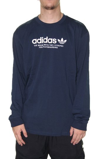 Camiseta Masculina Adidas 4.0 Logo Tee Manga Longa Estampada - Azul Marinho