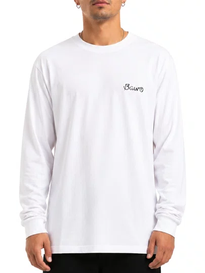 Camiseta Masculina Baw Overall Manga Longa Estampada - Branco