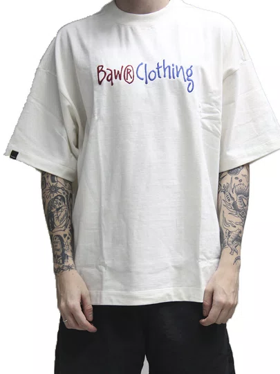 Camiseta Masculina Baw Oversized Connect Manga Curta Estampada - Off White