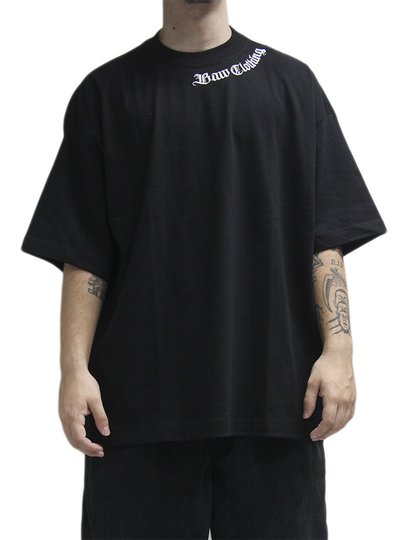 Camiseta Masculina Baw Oversized Gothic Manga Curta Estampada - Preto