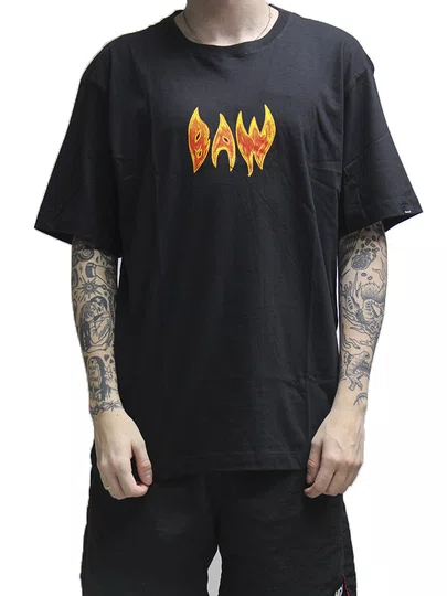 Camiseta Masculina Baw Regular Fire Manga Curta Estampada - Preto
