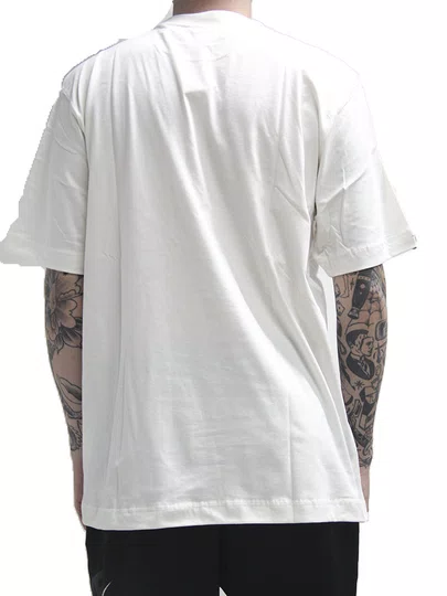 Camiseta Masculina BAW Regular Flaming Manga Curta Estampada - Off White