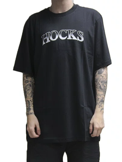 Camiseta Masculina Big Hocks Esp Vertice Manga Curta Estampada - Preto