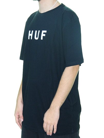 Camiseta Masculina Big Huf Essentials OG Logo Manga Curta Estampada - Preto