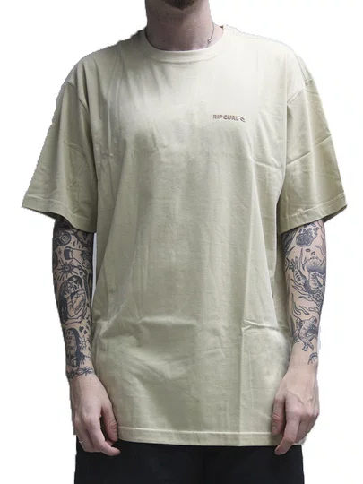 Camiseta Masculina Big Rc Brand Icon Manga Curta Estampada - Khaki
