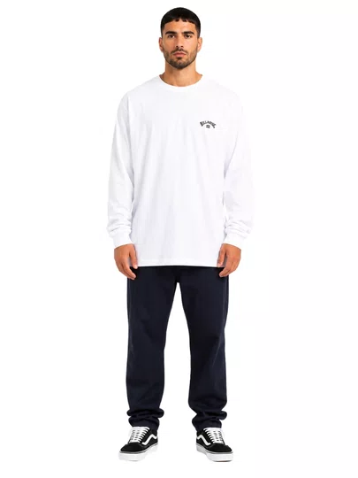 Camiseta Masculina Billabong Small Arch Manga Longa Estampada - Branco