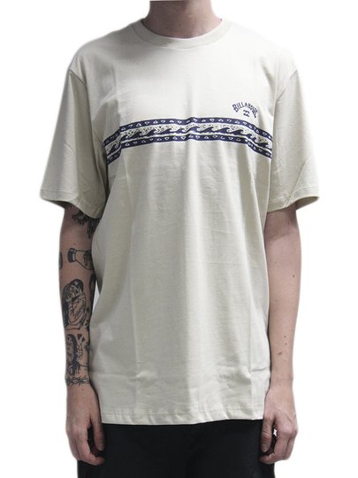 Camiseta Masculina Billabong Wave Strip Manga Curta Estampada - Areia