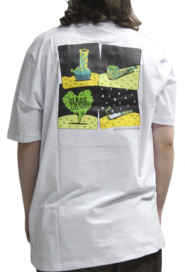 Camiseta Masculina Blaze X Hippie Bong Manga Curta Estampada - Branco