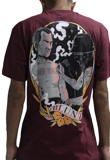 Camiseta Masculina Blunt Amore Puro Manga Curta Estampada - Vinho