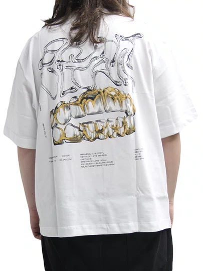 Camiseta Masculina Blunt Boxy Grillz Manga Curta Estampada - Branco